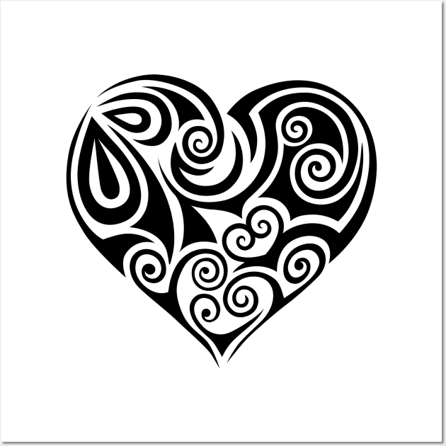 Image: Heart, Spirals (black) Wall Art by itemful